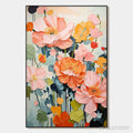 ARTOVITAS Spring Bouquet – Vertical Textured Floral Painting, Impasto Pink and Orange Flowers, Living Room, Bedroom,… - image 1