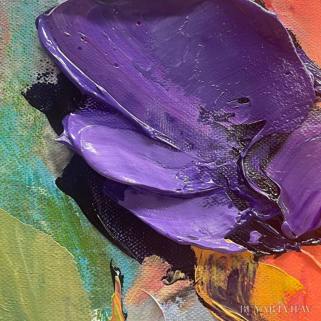 ARTOVITAS Colorful Bouquet – Vertical Impasto Floral Painting, Vibrant Colorful Flowers, Textured - image 3