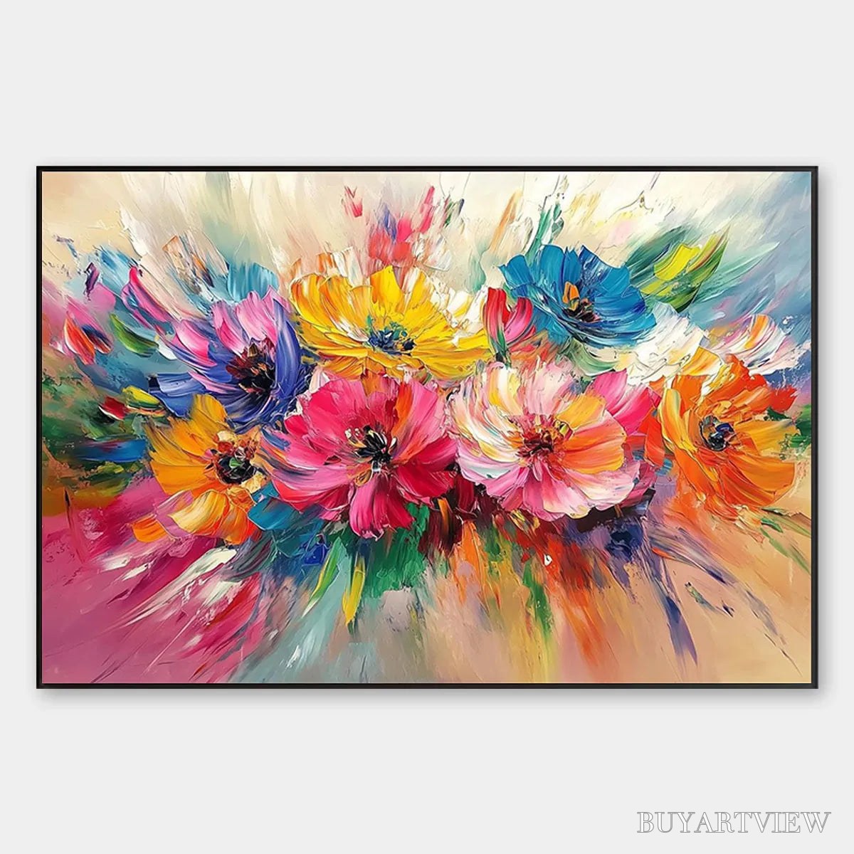 ARTOVITAS Vibrant Bloom – Impasto Floral Oil Painting in Vibrant Multicolor - image 1
