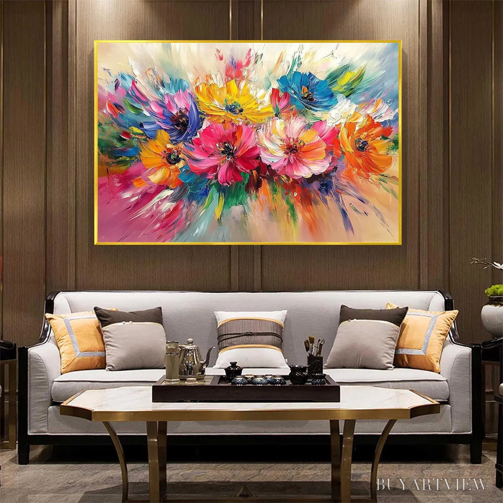 ARTOVITAS Vibrant Bloom – Impasto Floral Oil Painting in Vibrant Multicolor - image 2