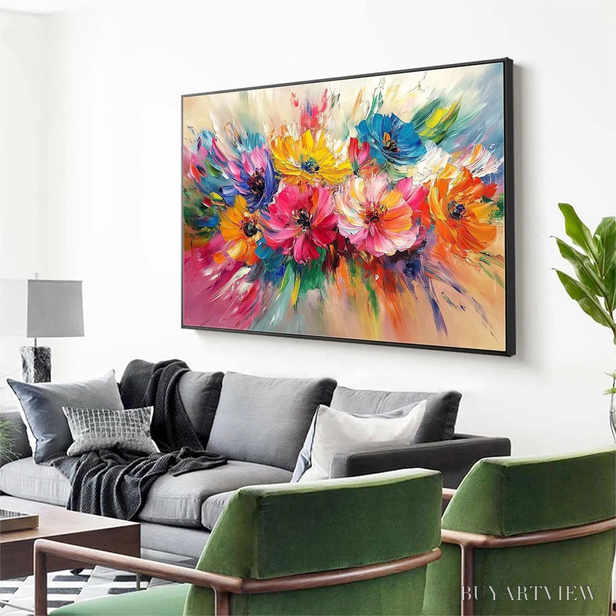 ARTOVITAS Vibrant Bloom – Impasto Floral Oil Painting in Vibrant Multicolor - image 4