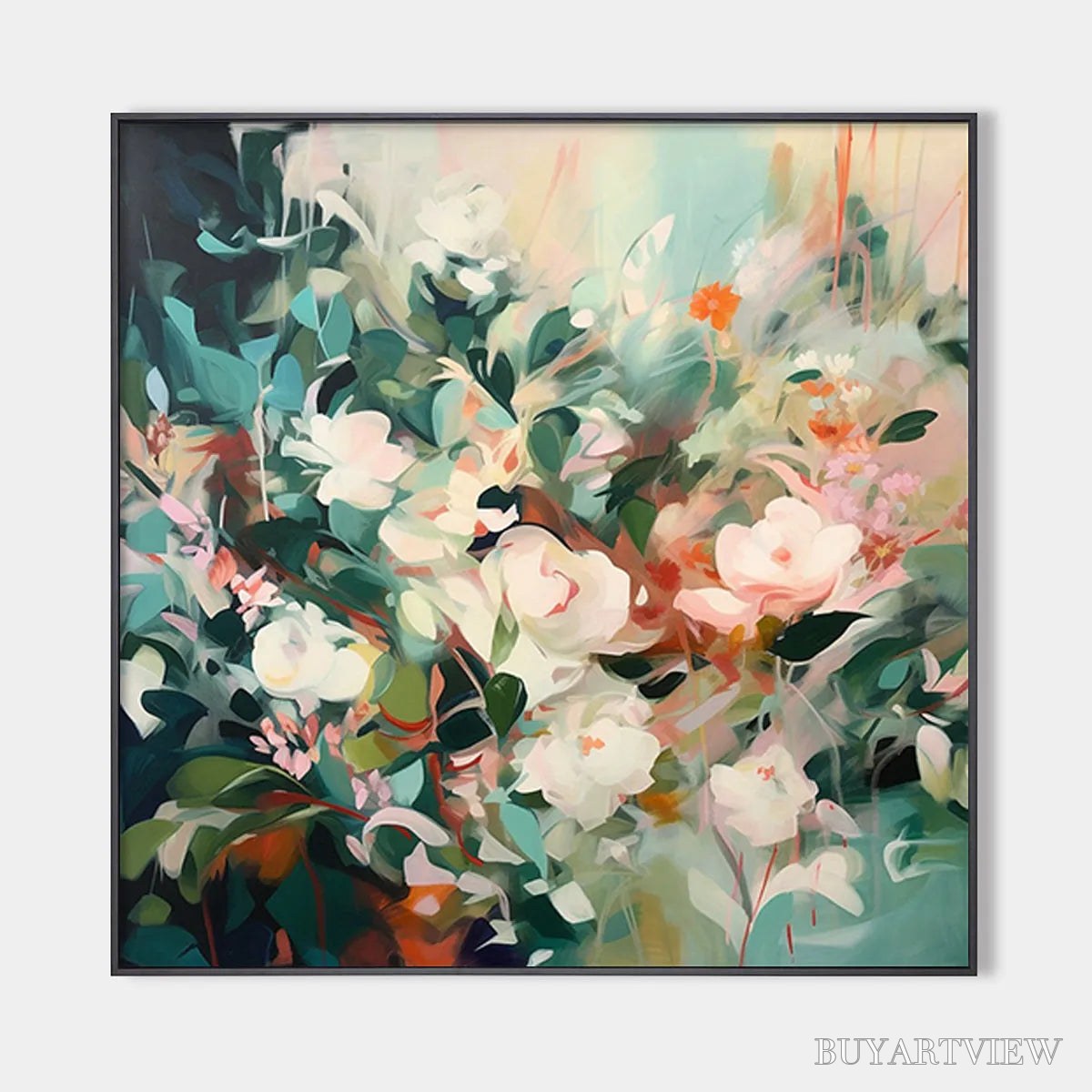 ARTOVITAS Secret Garden – Square Impressionistic Floral Oil Painting in Soft Hues - image 1