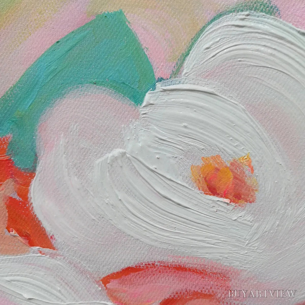 ARTOVITAS Secret Garden – Square Impressionistic Floral Oil Painting in Soft Hues - image 3