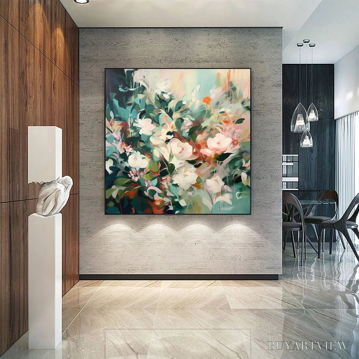 ARTOVITAS Secret Garden – Square Impressionistic Floral Oil Painting in Soft Hues - image 5