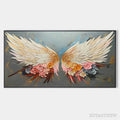 ARTOVITAS Angel Wings – Panoramic Textured Impasto Painting of Floral Angel Wings, Romantic , Bedroom Decor - image 1