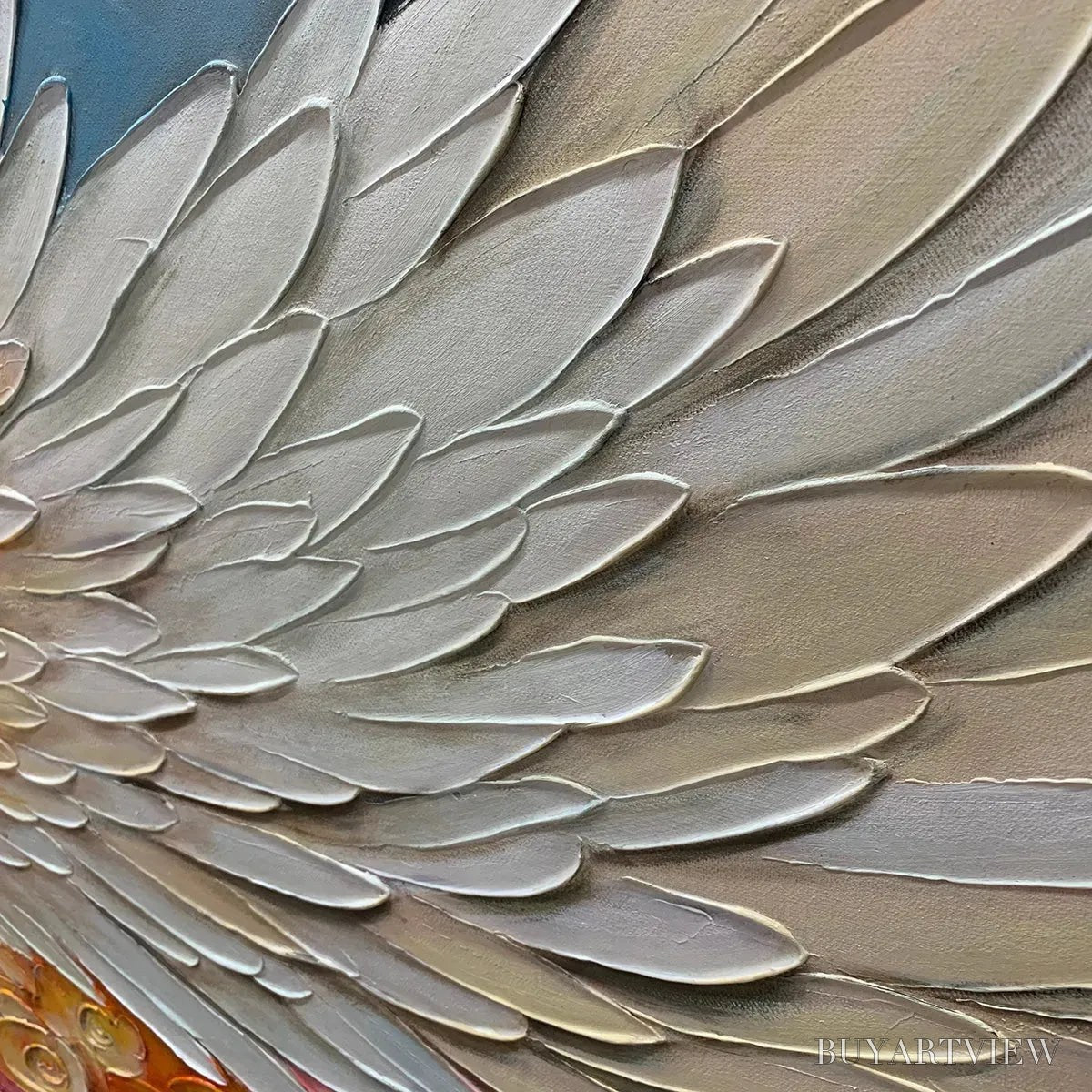 ARTOVITAS Angel Wings – Panoramic Textured Impasto Painting of Floral Angel Wings, Romantic , Bedroom Decor - image 6