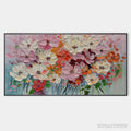 ARTOVITAS Bouquet of Joy – Panoramic Impasto Painting of Colorful Flowers, Textured Floral - image 1