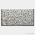 ARTOVITAS Blanc Bloom – Textured White Floral Painting, Horizontal Canvas, Minimalist - image 1