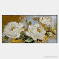 ARTOVITAS Golden Whispers – White Floral Painting with Gold Accents, Panoramic Canvas, Elegant - image 1