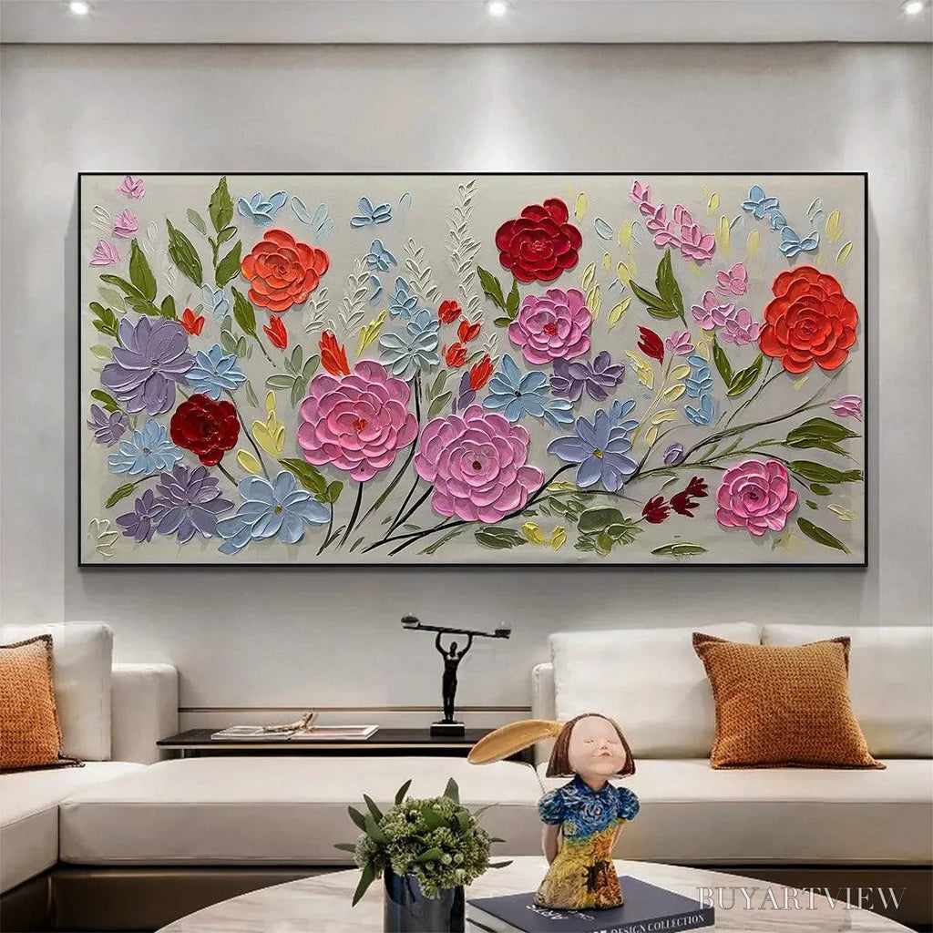 ARTOVITAS Hand-Painted Floral Oil Painting - Vibrant Garden Art - image 2