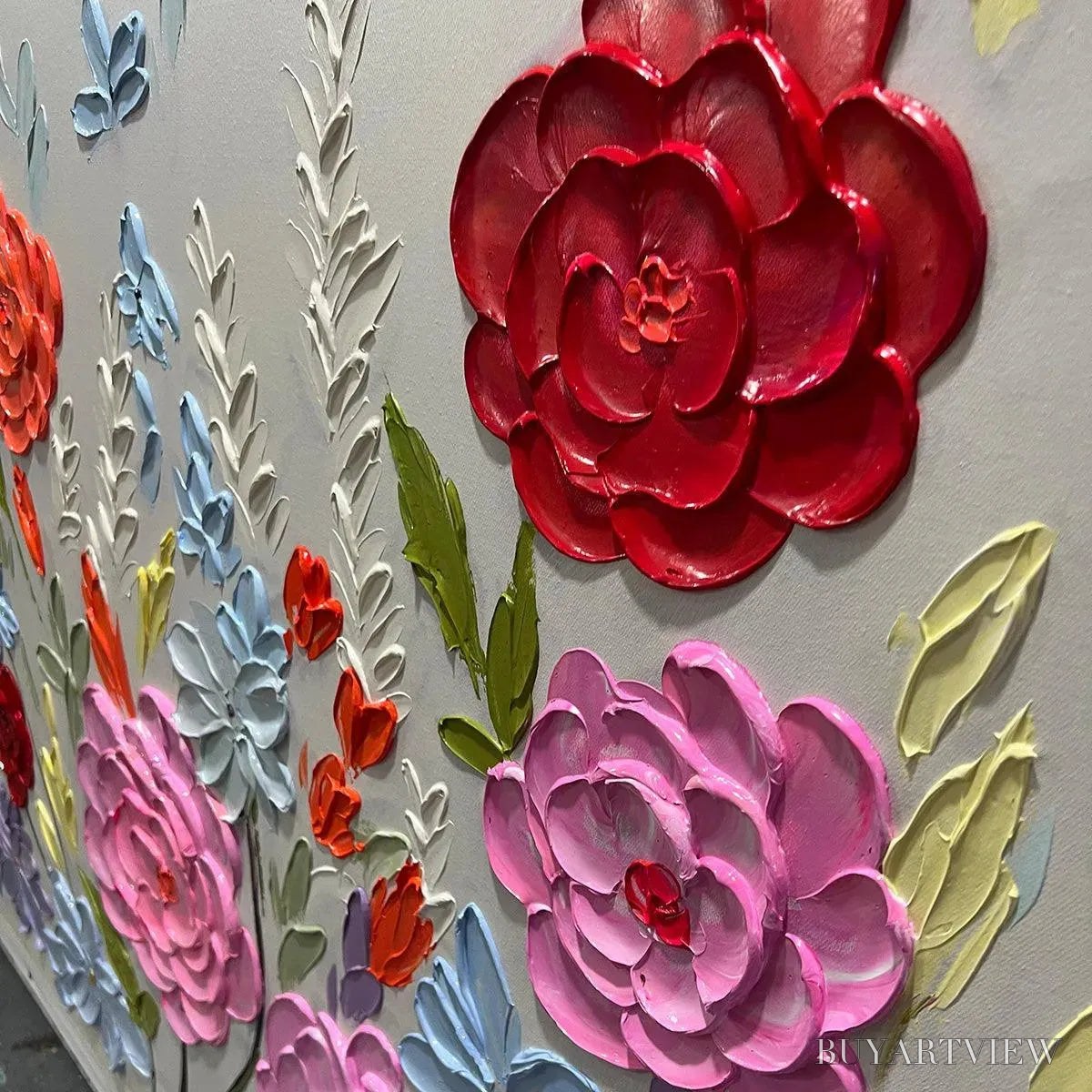 ARTOVITAS Hand-Painted Floral Oil Painting - Vibrant Garden Art - image 3