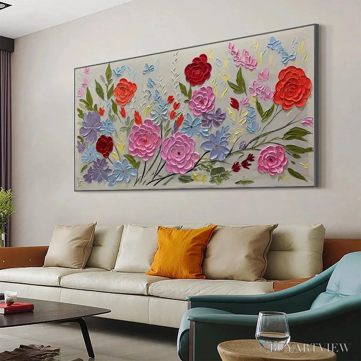 ARTOVITAS Hand-Painted Floral Oil Painting - Vibrant Garden Art - image 6