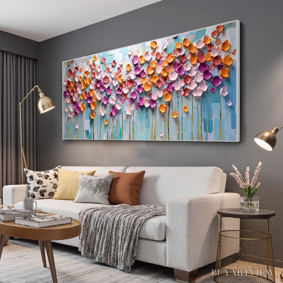 ARTOVITAS Colorful Petals Oil Painting - Abstract Floral - image 4