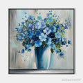 ARTOVITAS Blue Serenity – Blue Floral Painting, Square Canvas Art, Still Life Wall Decor, Calming Artwork - image 1