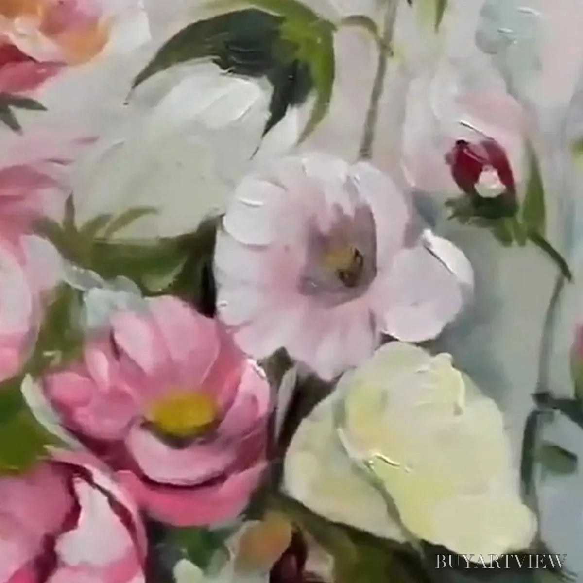 ARTOVITAS Summer Bouquet – Textured Floral Painting, Impasto , Panoramic Canvas, Colorful Decor - image 2