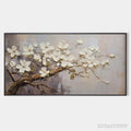 ARTOVITAS White Blossoms – Textured Floral Painting, White Flower , Panoramic Canvas, Impressionist Decor - image 1