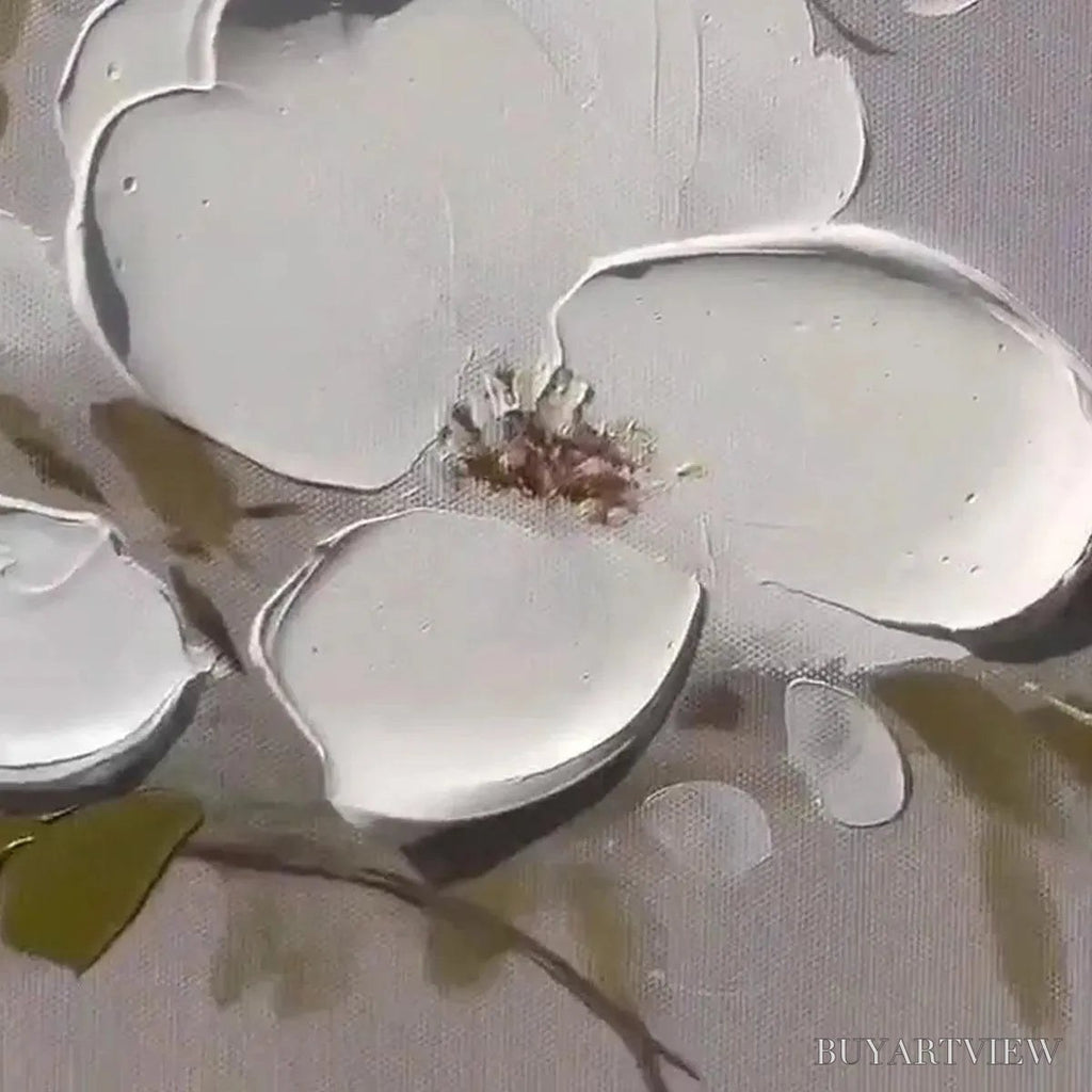 ARTOVITAS White Blossoms – Textured Floral Painting, White Flower , Panoramic Canvas, Impressionist Decor - image 2