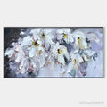 ARTOVITAS White Petal Dream – Floral Painting, Impasto, Textured , White Flowers, Panoramic - image 1