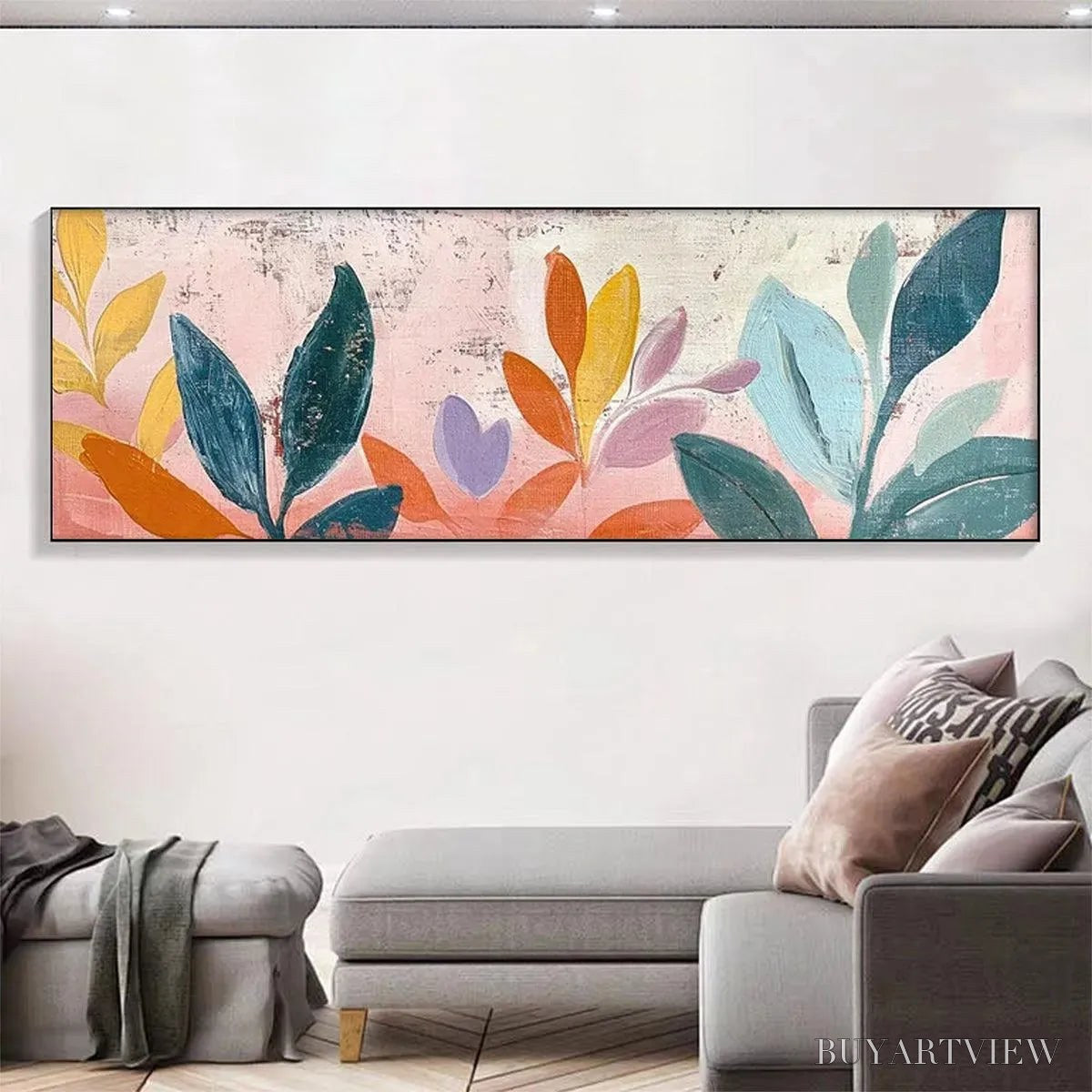 ARTOVITAS Pastel Botanical Panoramic – Floral Painting, Panoramic , Pastel Decor - image 2