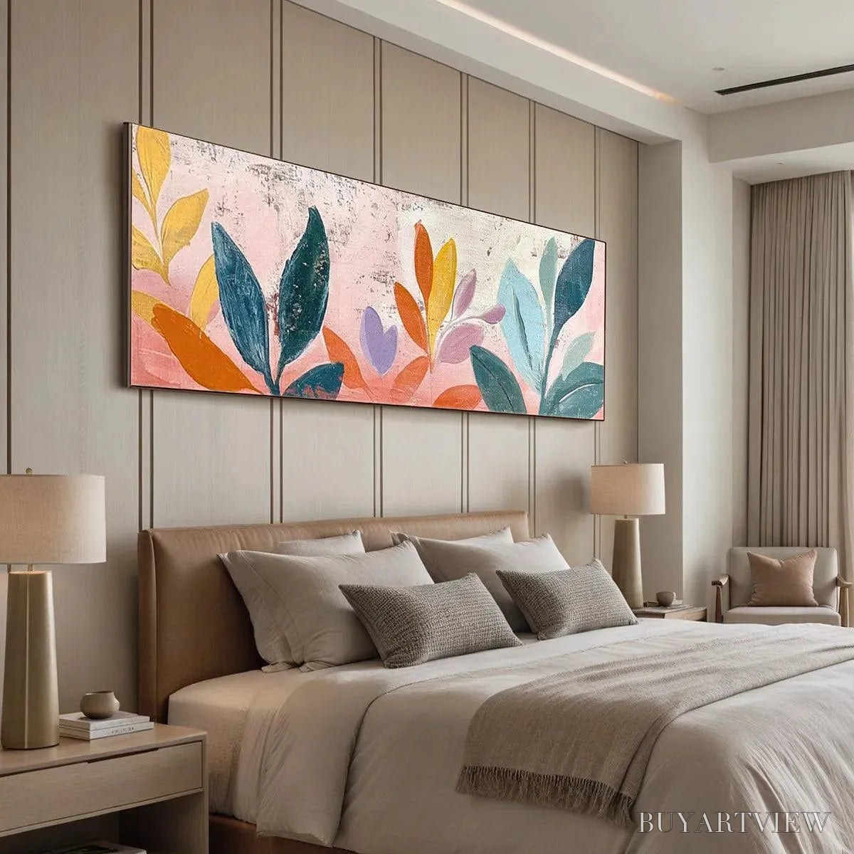 ARTOVITAS Pastel Botanical Panoramic – Floral Painting, Panoramic , Pastel Decor - image 6
