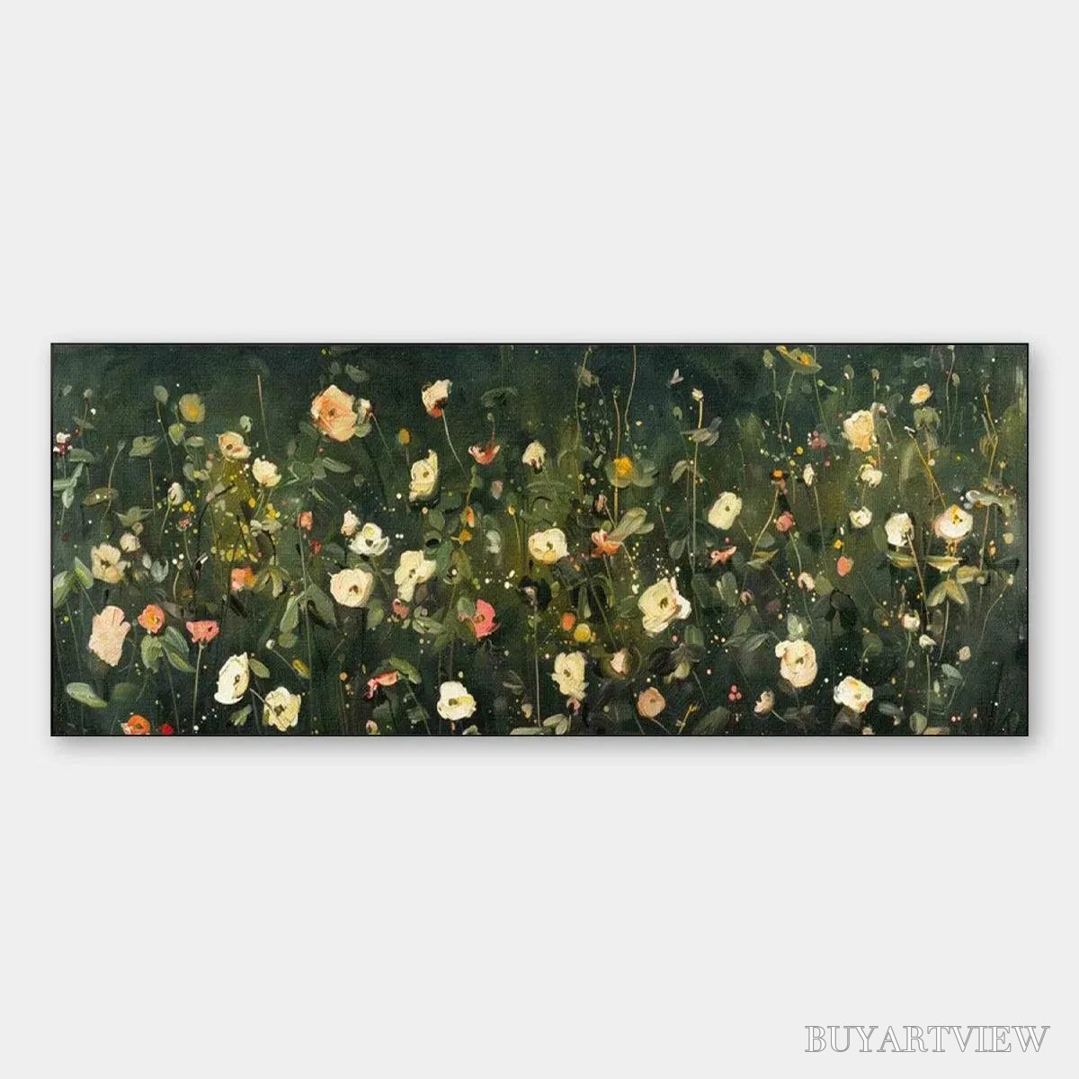 ARTOVITAS Whispering Meadow Panoramic – Wildflower Painting, Panoramic , Dark Floral Decor - image 1