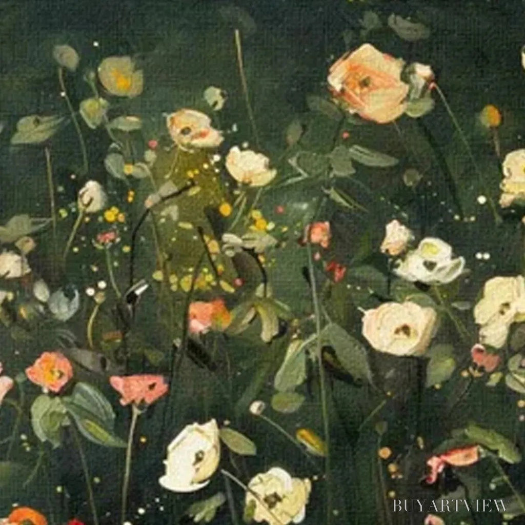ARTOVITAS Whispering Meadow Panoramic – Wildflower Painting, Panoramic , Dark Floral Decor - image 3