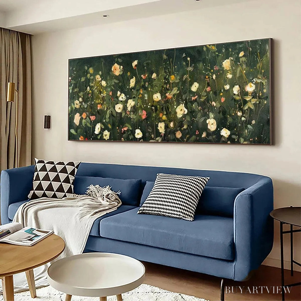 ARTOVITAS Whispering Meadow Panoramic – Wildflower Painting, Panoramic , Dark Floral Decor - image 4