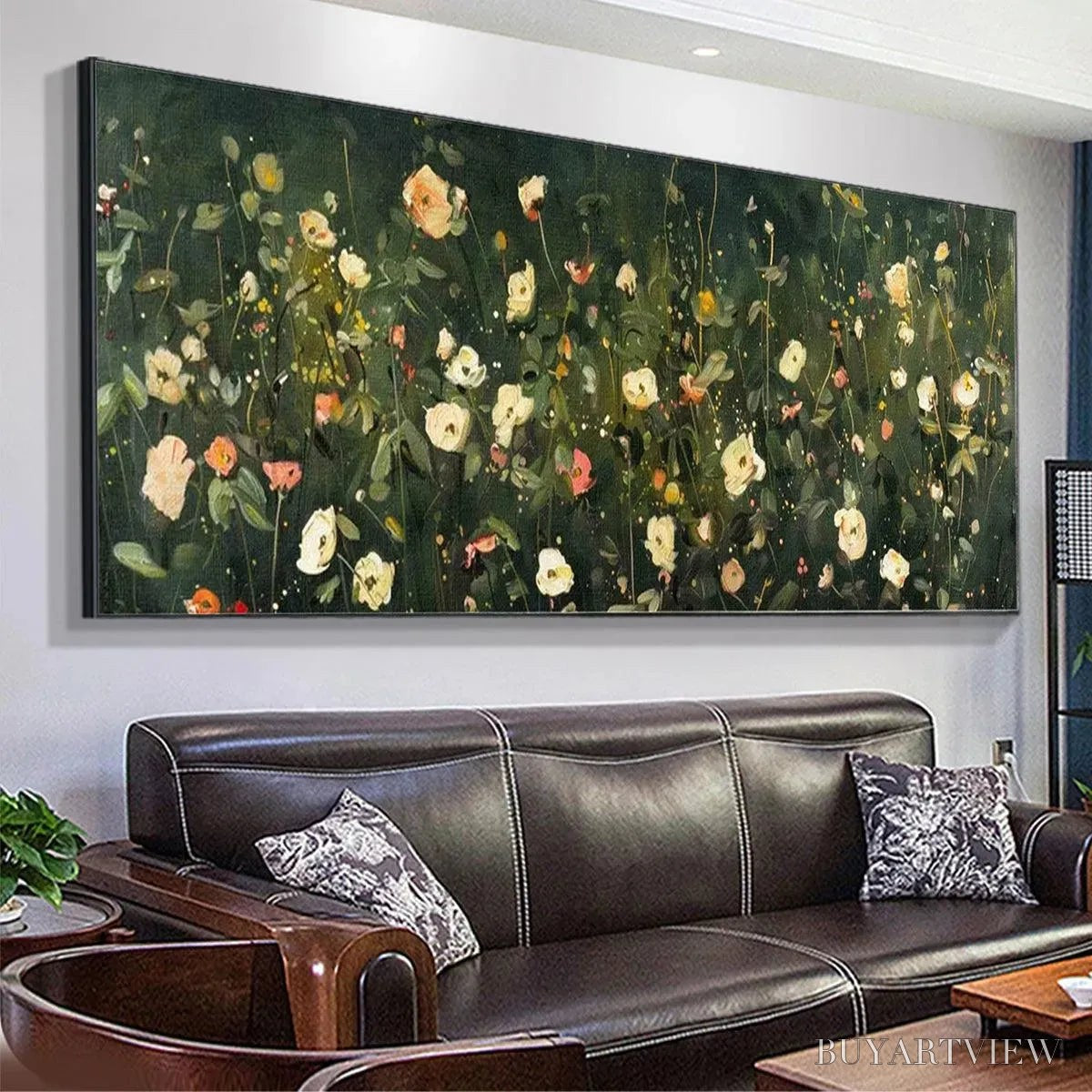 ARTOVITAS Whispering Meadow Panoramic – Wildflower Painting, Panoramic , Dark Floral Decor - image 5