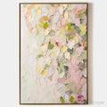 ARTOVITAS Blushing Blooms – Textured Abstract Floral Painting, Pastel Pink and Green , Vertical Canvas, Impasto Decor - image 1