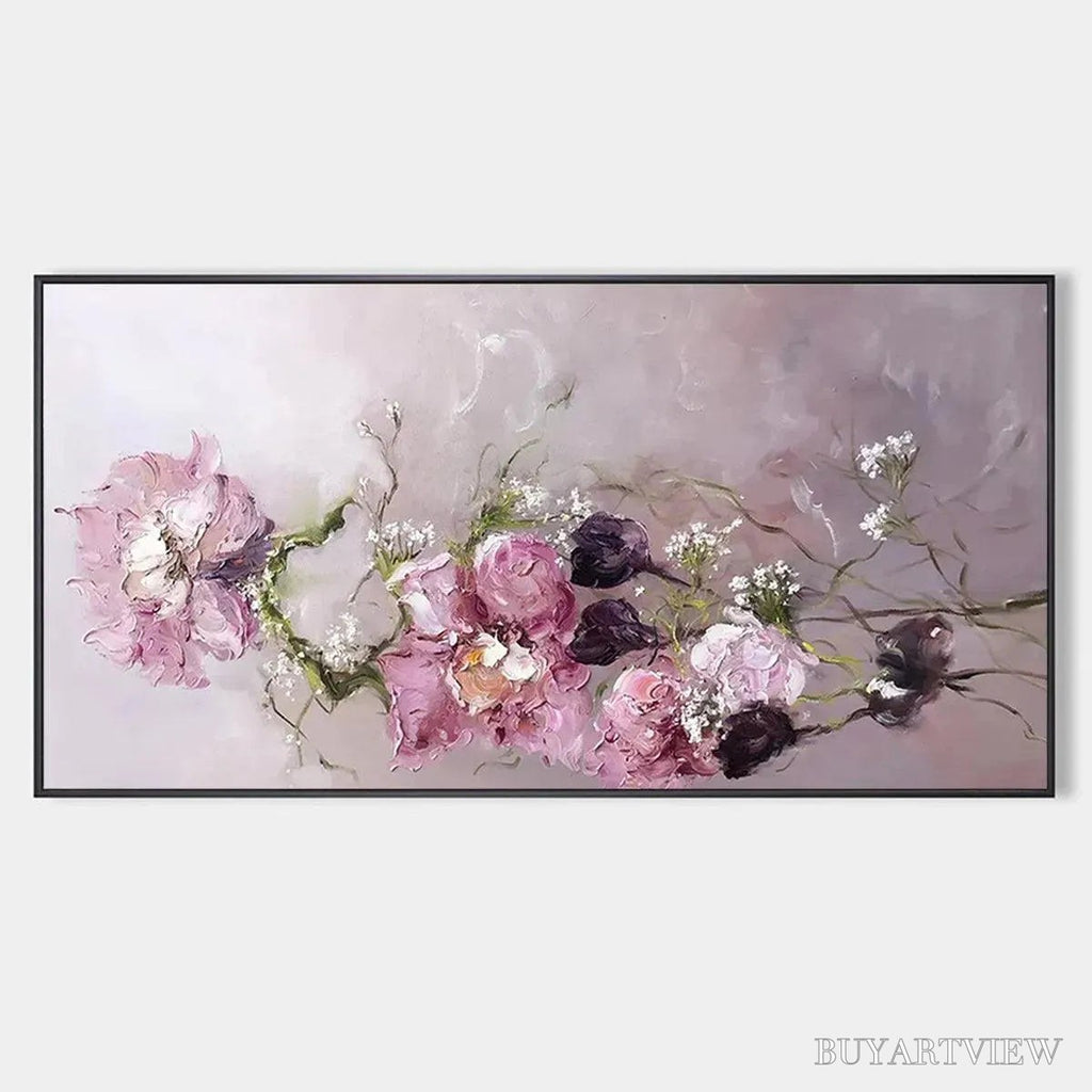 ARTOVITAS Dusk Blossoms – Floral Painting, Panoramic , Romantic Decor - image 1