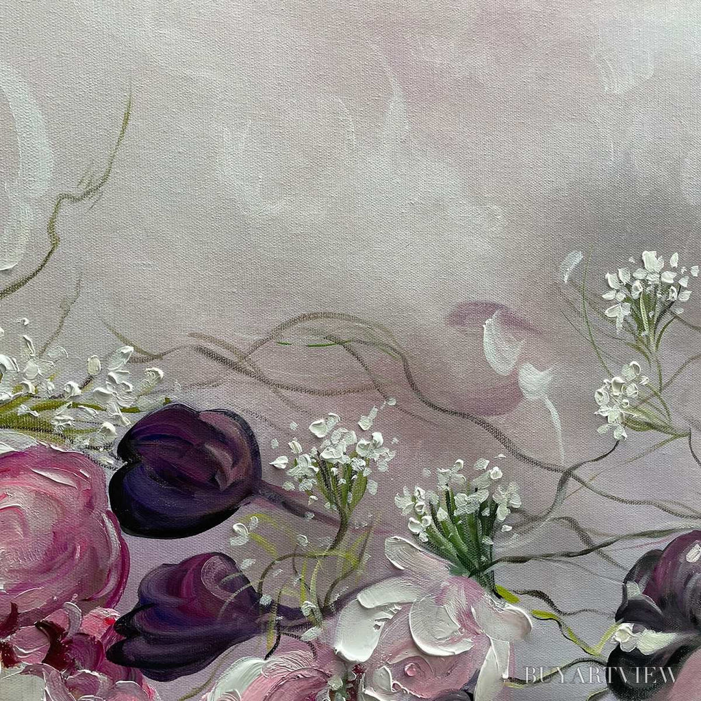 ARTOVITAS Dusk Blossoms – Floral Painting, Panoramic , Romantic Decor - image 3