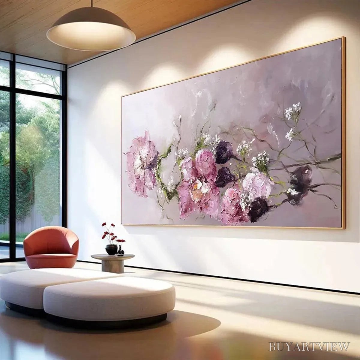 ARTOVITAS Dusk Blossoms – Floral Painting, Panoramic , Romantic Decor - image 5