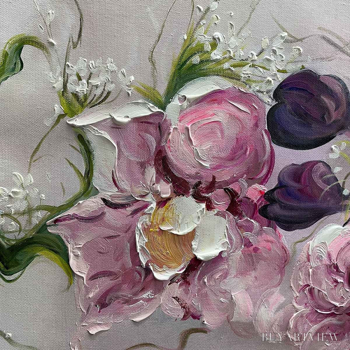 ARTOVITAS Dusk Blossoms – Floral Painting, Panoramic , Romantic Decor - image 6