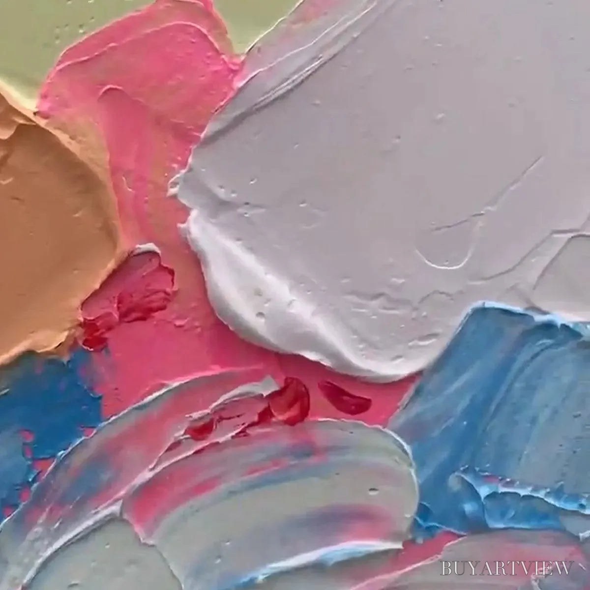 ARTOVITAS Coral Dream – Textured Abstract Painting, Pink and Orange , Vertical Canvas, Impasto Decor - image 3