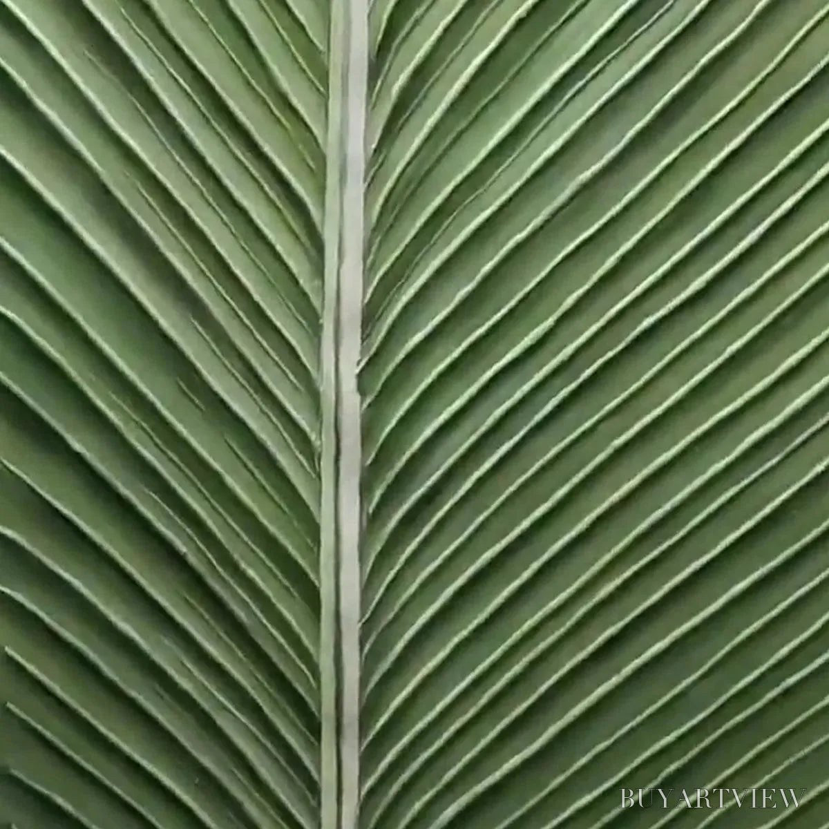 ARTOVITAS Tropical Serenity – Minimalist Botanical Painting, Green Leaf , Vertical Canvas - image 3