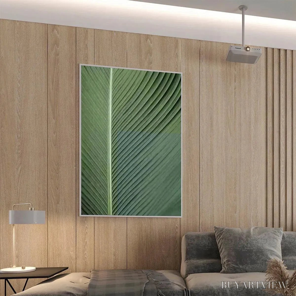 ARTOVITAS Tropical Serenity – Minimalist Botanical Painting, Green Leaf , Vertical Canvas - image 4