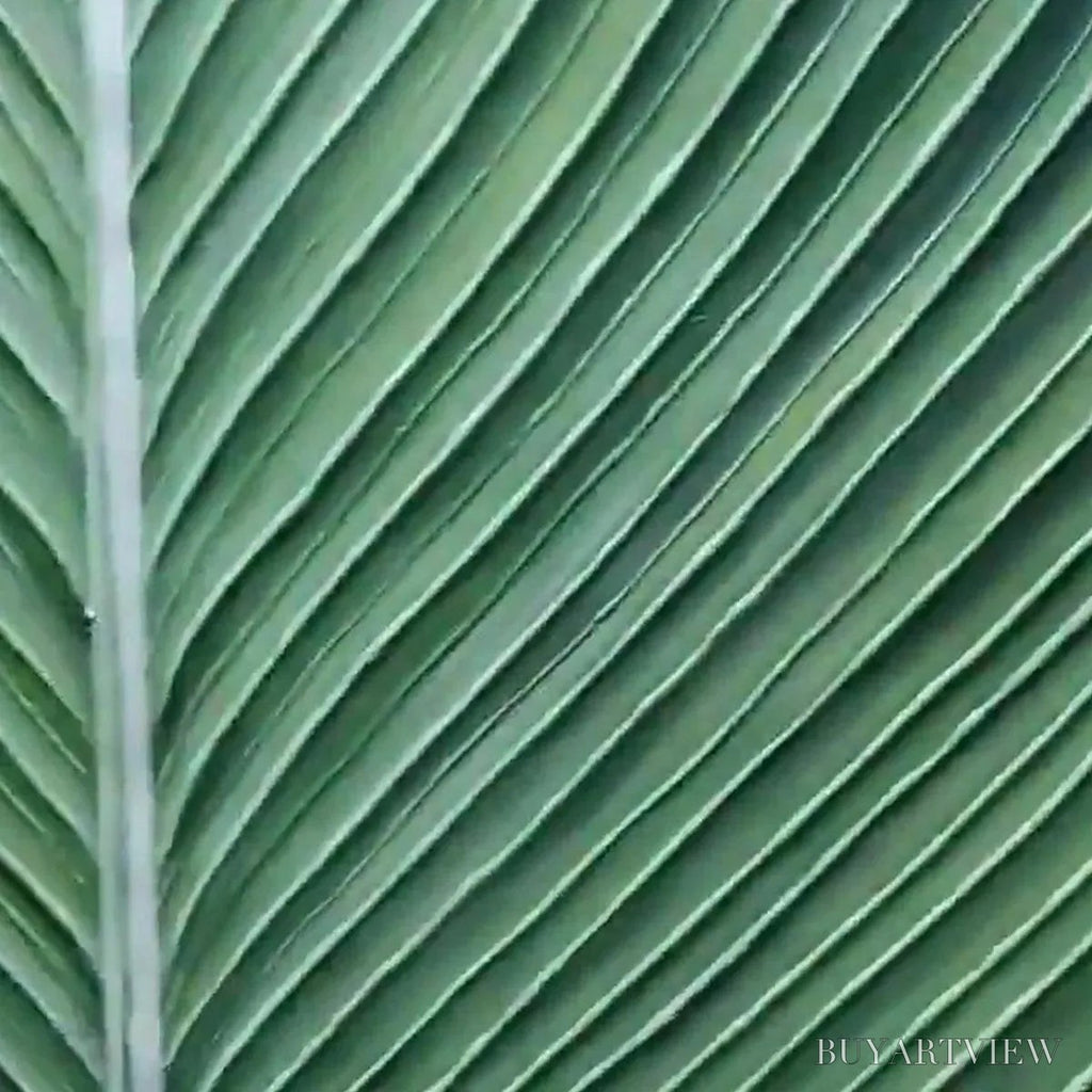 ARTOVITAS Tropical Serenity – Minimalist Botanical Painting, Green Leaf , Vertical Canvas - image 6