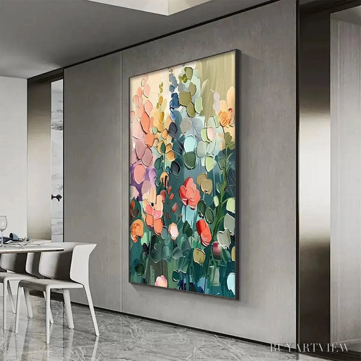 ARTOVITAS Blooming Meadow – Textured Floral Painting, Colorful Wildflower , Vertical Canvas, Impasto Decor - image 5