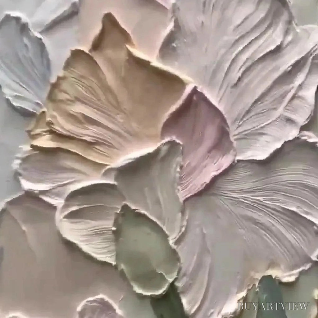 ARTOVITAS Pastel Petals – Textured Impasto Floral Painting, 3D Flower , Square Canvas, Romantic Decor - image 3