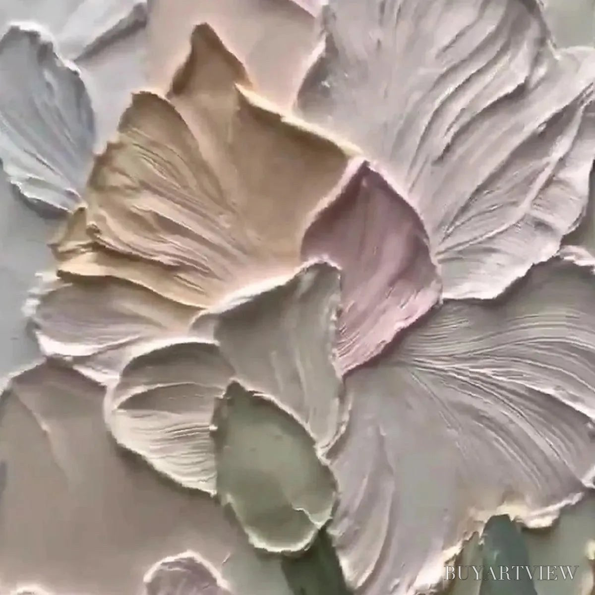 ARTOVITAS Pastel Petals – Textured Impasto Floral Painting, 3D Flower , Square Canvas, Romantic Decor - image 3