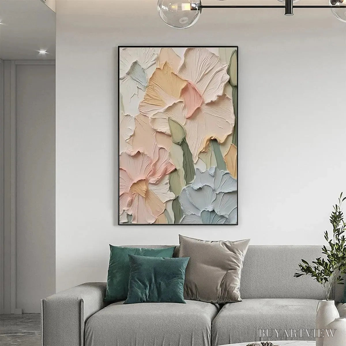 ARTOVITAS Pastel Petals – Textured Impasto Floral Painting, 3D Flower , Square Canvas, Romantic Decor - image 6
