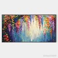 ARTOVITAS Wisteria Waterfall – Textured Floral Painting, Colorful Wisteria , Panoramic Canvas, Impressionist Decor - image 1