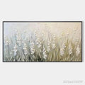 ARTOVITAS Whispering Fields – Textured White Floral Painting, 3D Flower , Panoramic Canvas, Serene Decor - image 1
