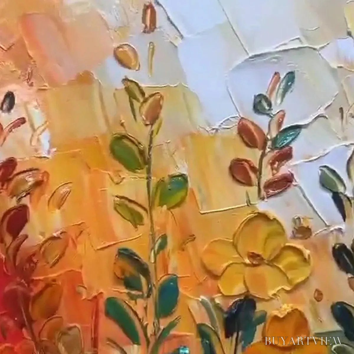 ARTOVITAS Wildflower Meadow – Textured Abstract Floral Painting, Colorful Wildflower , Panoramic Canvas, Modern Decor - image 6