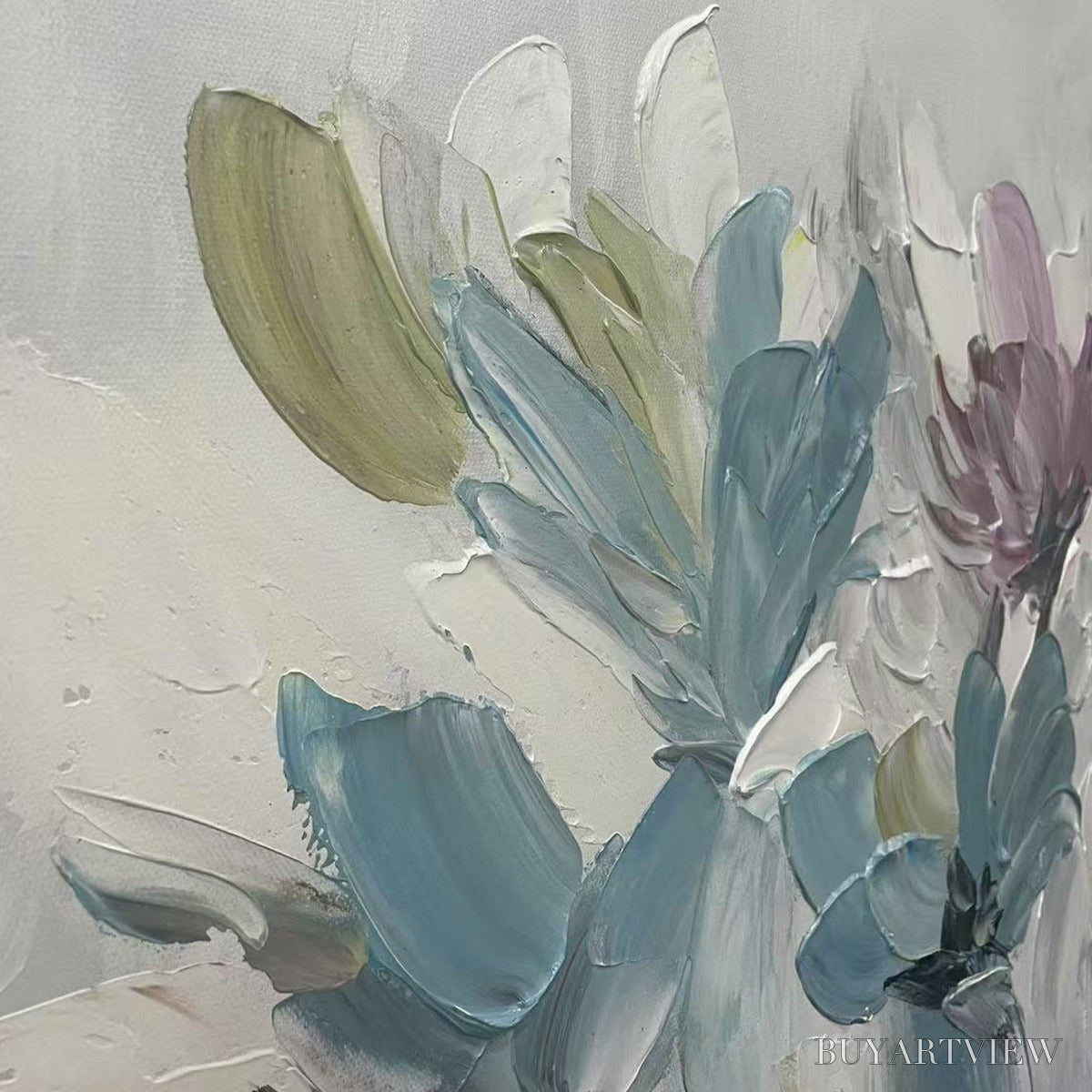 ARTOVITAS Pastel Dream – Textured Floral Painting, Pastel Flower , Panoramic Canvas, Impressionist Decor - image 5
