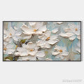 ARTOVITAS White Magnolia Blossoms – Textured Floral Painting, White Flower , Panoramic Canvas, Impressionist Decor - image 1
