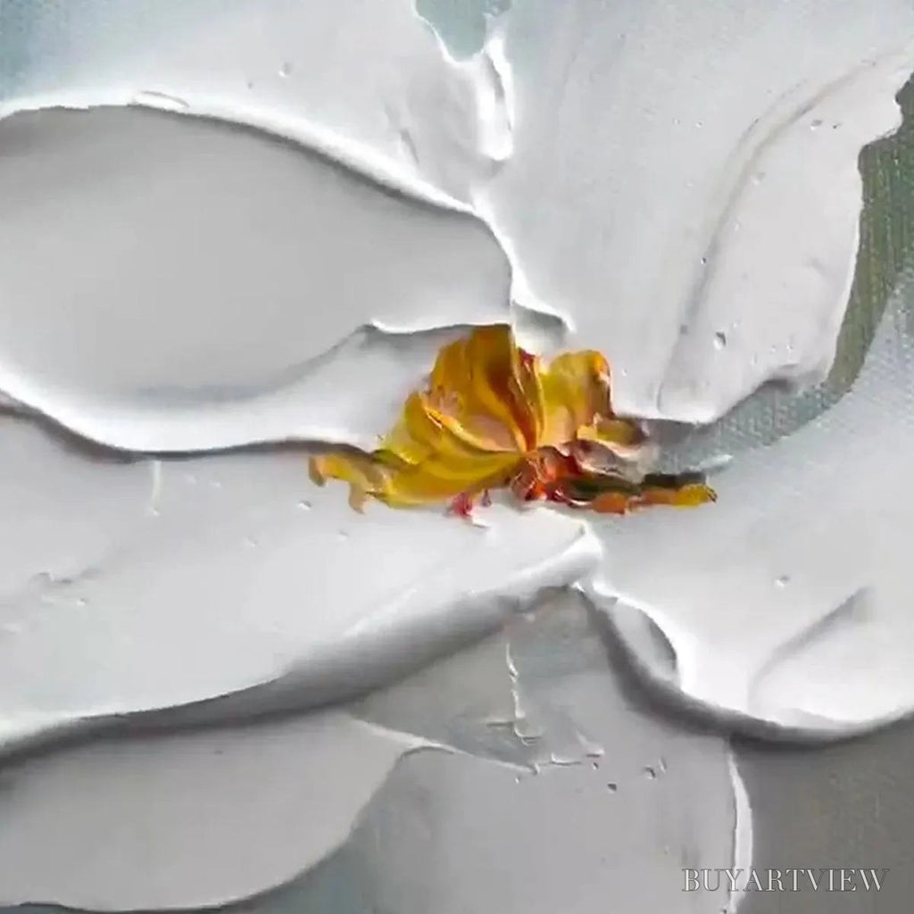 ARTOVITAS White Magnolia Blossoms – Textured Floral Painting, White Flower , Panoramic Canvas, Impressionist Decor - image 6