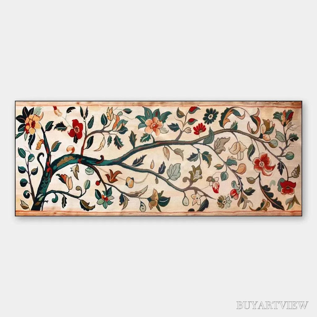 ARTOVITAS Flowering Branch Tapestry Panoramic – Floral Tapestry Painting, Panoramic - image 1