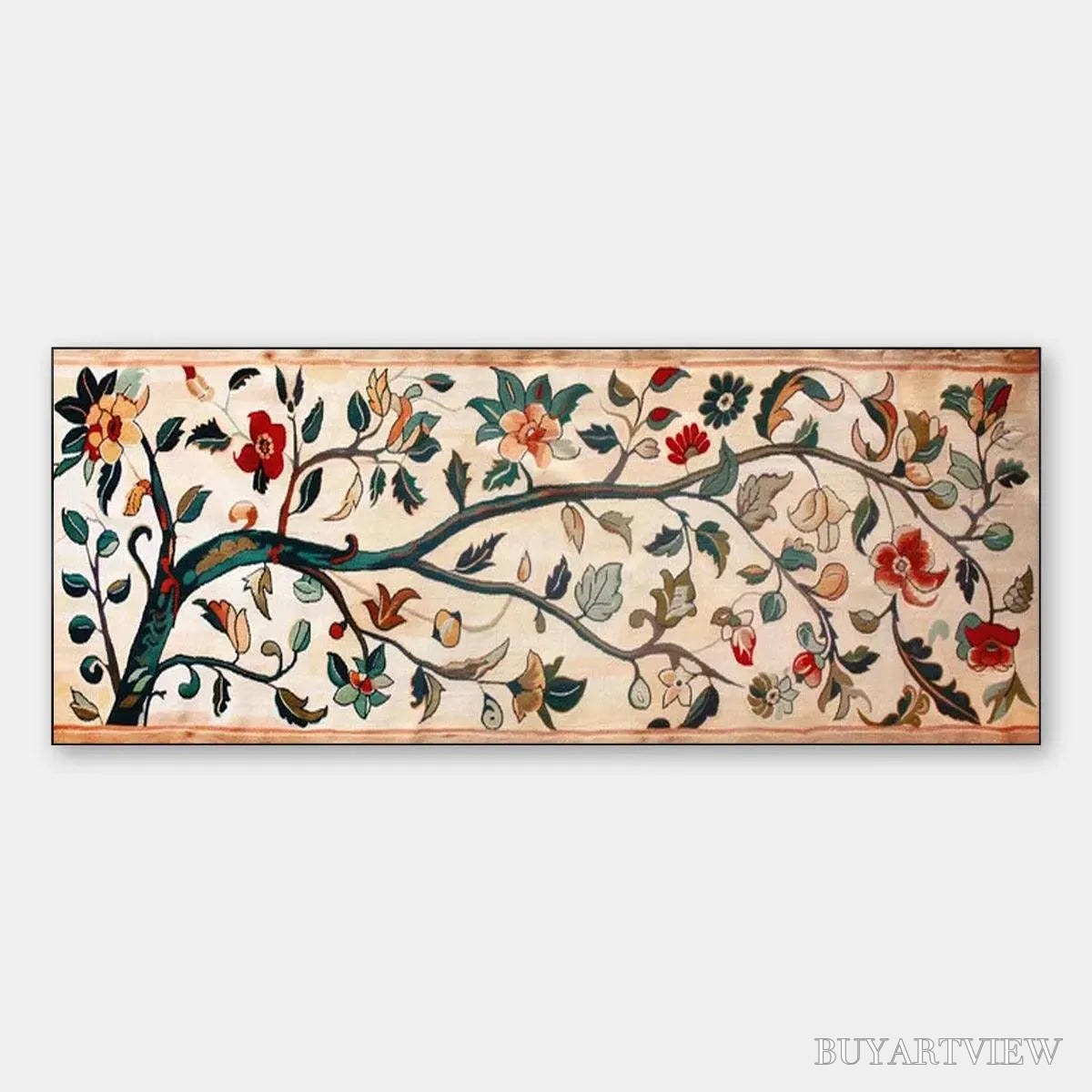 ARTOVITAS Flowering Branch Tapestry Panoramic – Floral Tapestry Painting, Panoramic - image 1