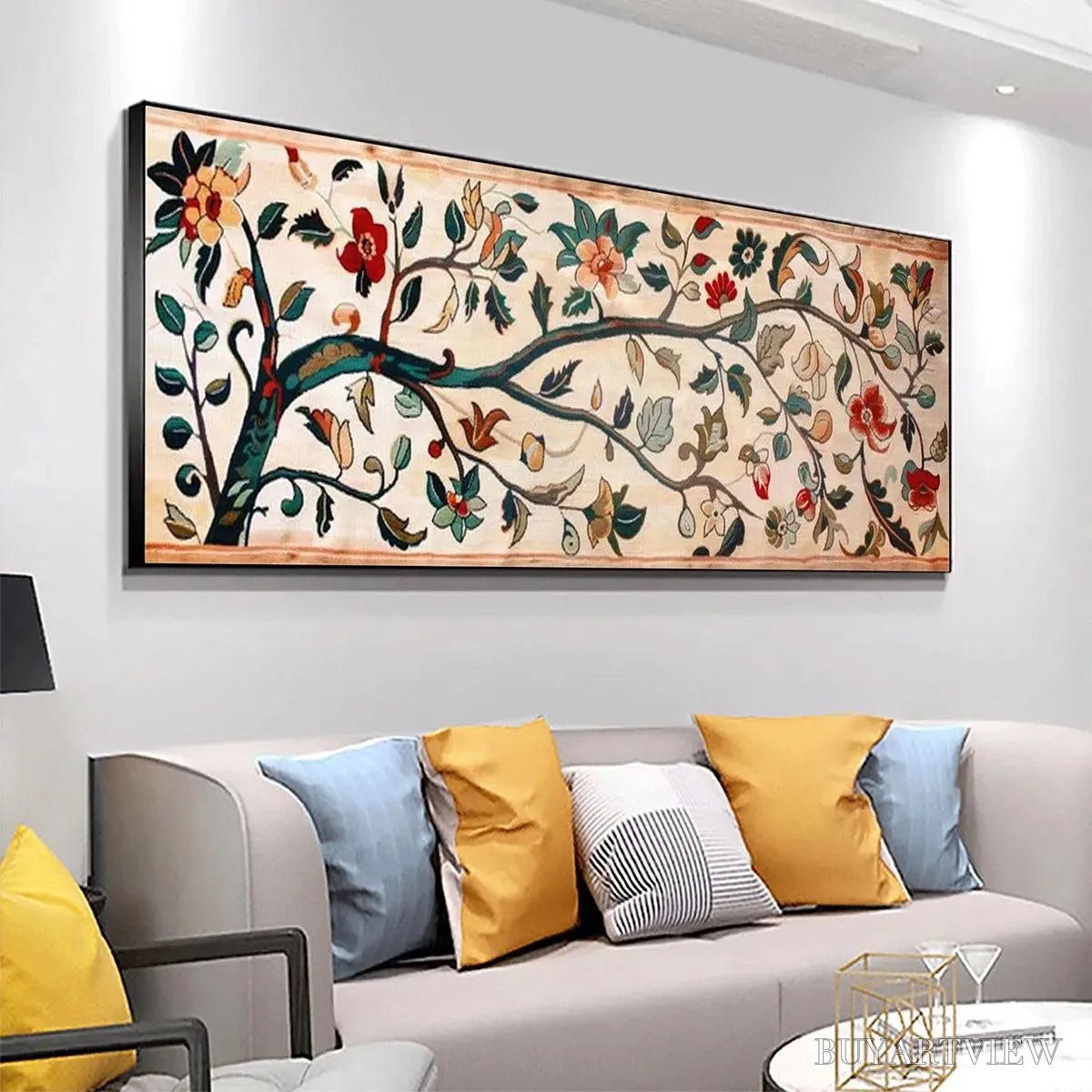 ARTOVITAS Flowering Branch Tapestry Panoramic – Floral Tapestry Painting, Panoramic - image 4